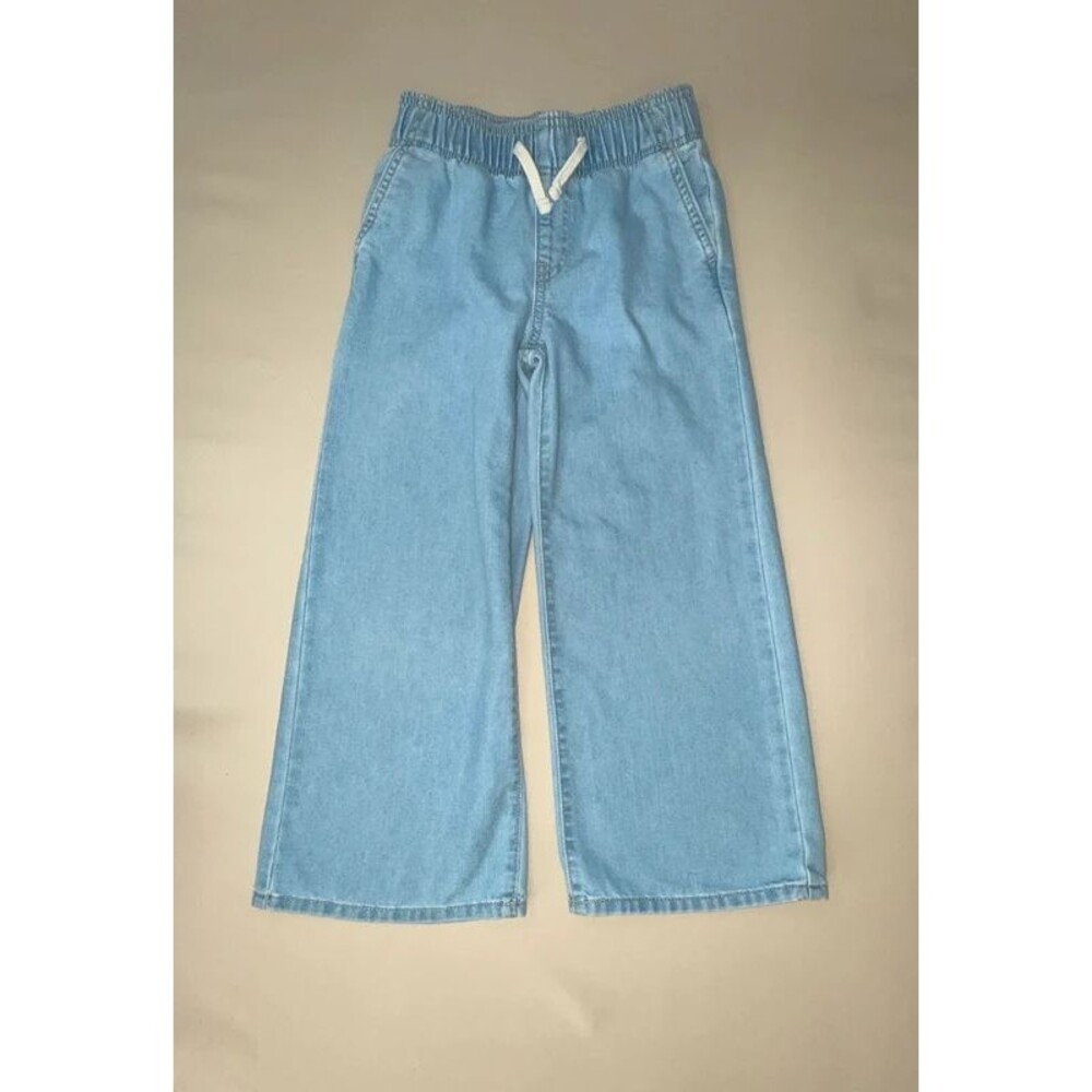 Old Navy Girls High Rise Baggy Wide Leg Pull On Jeans Light Wash S 6-7